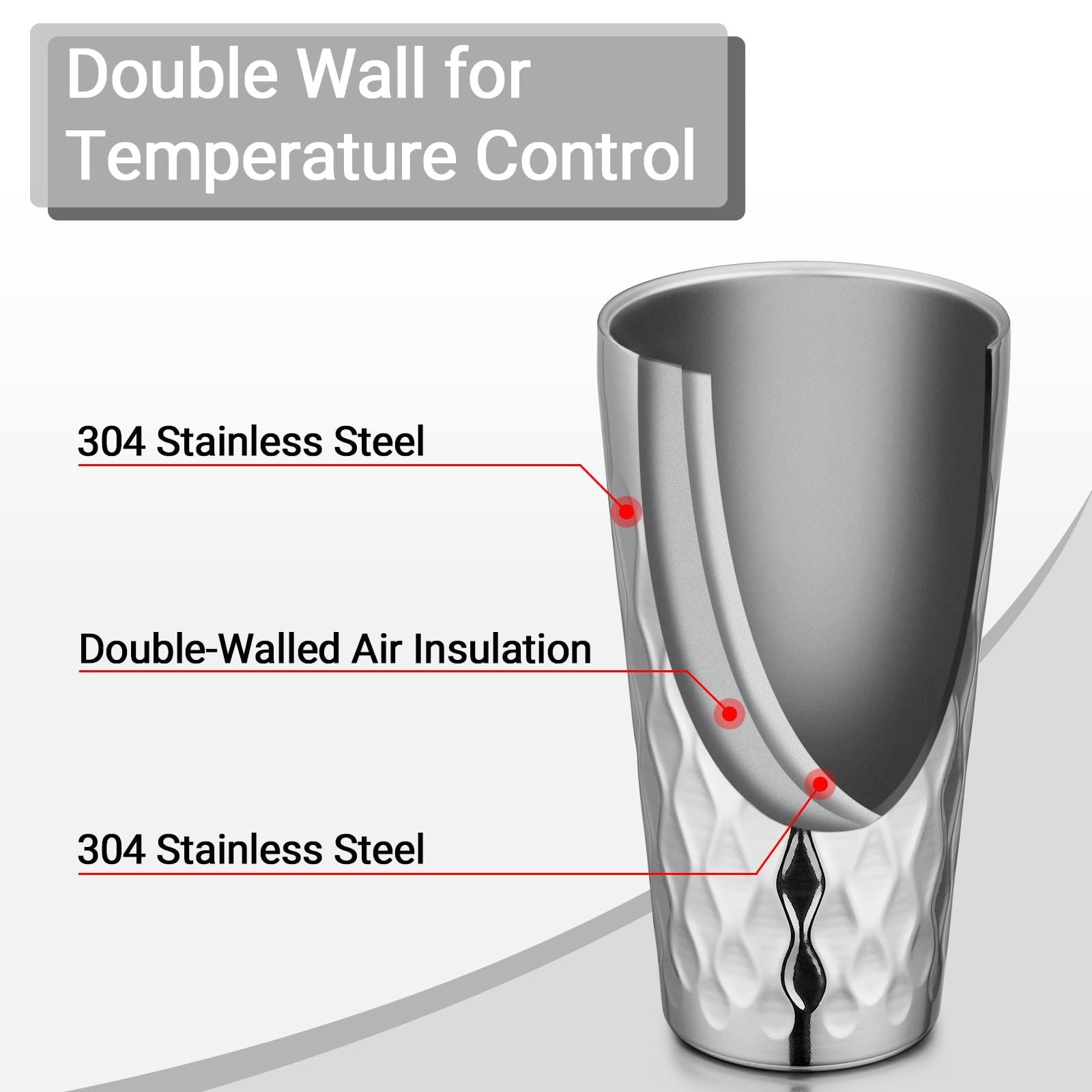 Stainless Steel Cups 19 oz, 4 Pack Large 18.6oz 550ml Stainless Steel Drinking Cups Tumbler Stackable Double Wall Insulated Individual Metal Pint  Tin for Home Party Camping Kemu |Fashion Home Kitchen Beauty
