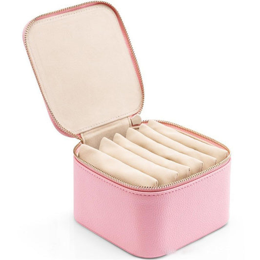 Travel Jewelry Box Organizer - 6 Small Zipped Pouches Pockets for Jewelries Necklaces Rings Earrings Sorting Storage,  Pink