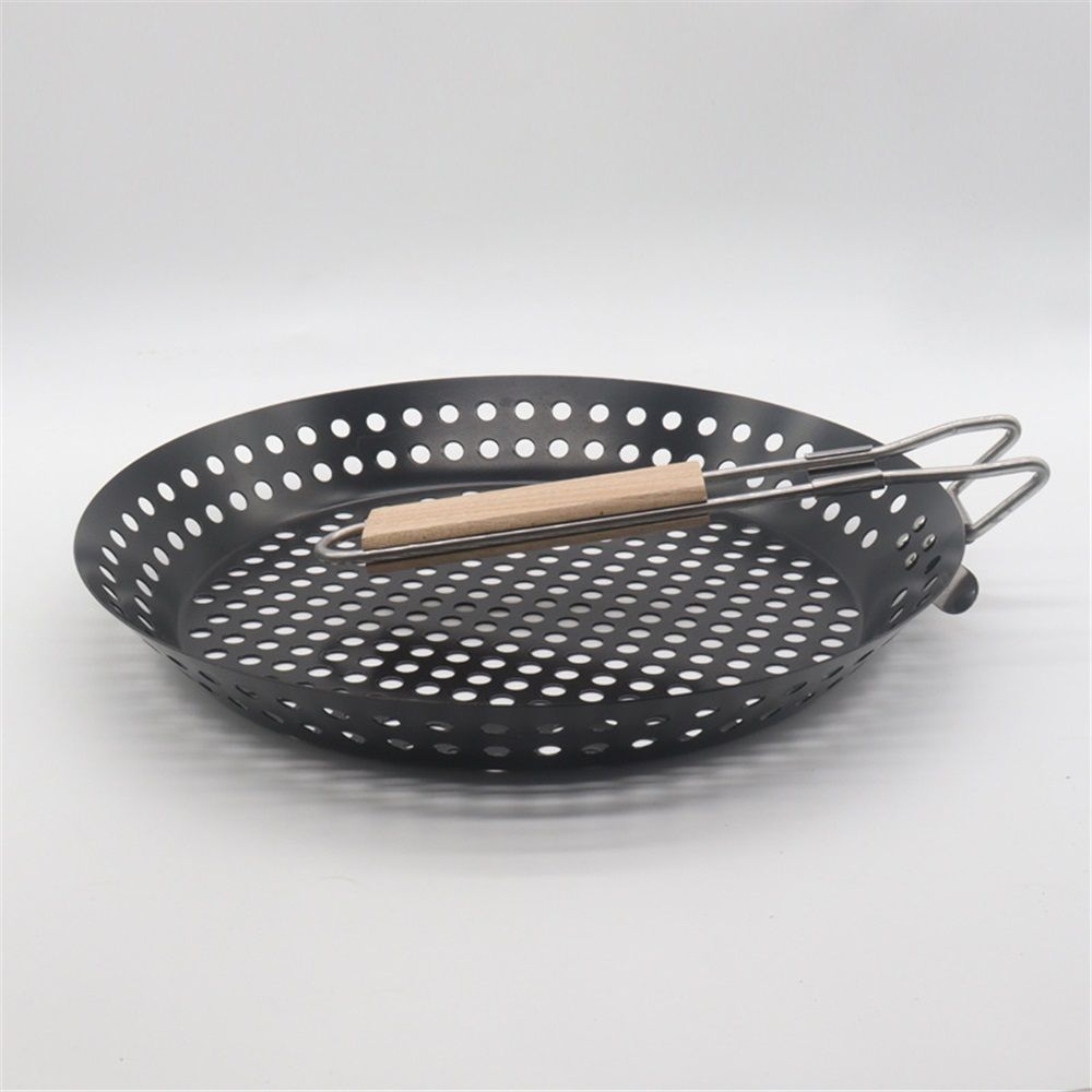 BBQ Frying Pan with Holes, Non-stick BBQ Grill Pan,  Barbeque Woks Foldable circular non stick hollow barbecue plate