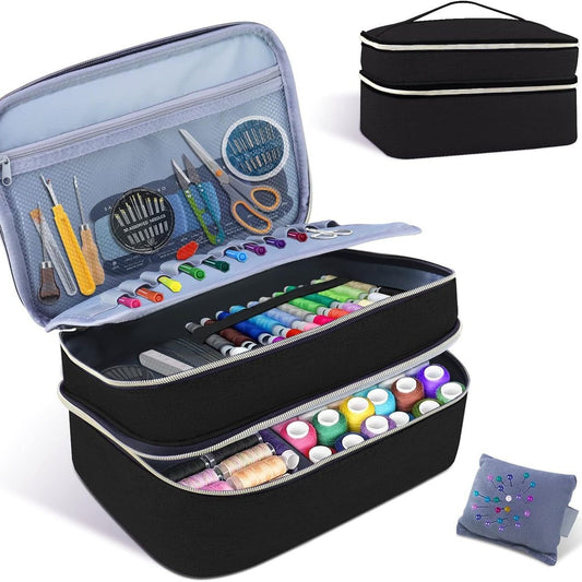 Sewing Supplies Organizer Bag Sewing Box for Women Sewing Organizer Small Storage Bag Sewing Basket Travel Sewing Box for Sewing Supplies, Scissors, Thread, Pins, Needles, Clips (Black)BagOnly Kemu |Fashion Home Kitchen Beauty