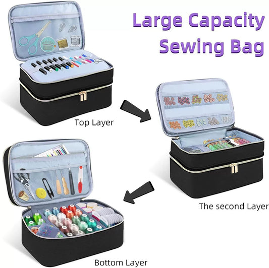 Sewing Supplies Organizer Bag Sewing Box for Women Sewing Organizer Small Storage Bag Sewing Basket Travel Sewing Box for Sewing Supplies, Scissors, Thread, Pins, Needles, Clips (Black)BagOnly Kemu |Fashion Home Kitchen Beauty