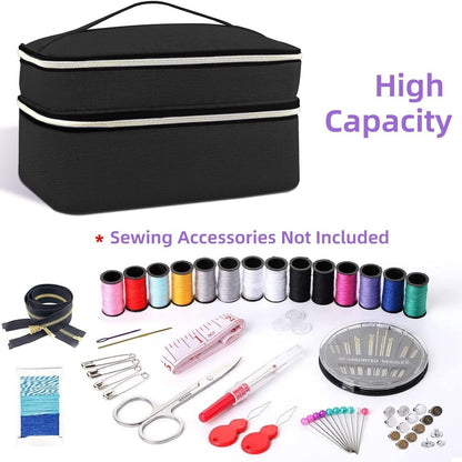Sewing Supplies Organizer Bag Sewing Box for Women Sewing Organizer Small Storage Bag Sewing Basket Travel Sewing Box for Sewing Supplies, Scissors, Thread, Pins, Needles, Clips (Black)BagOnly Kemu |Fashion Home Kitchen Beauty