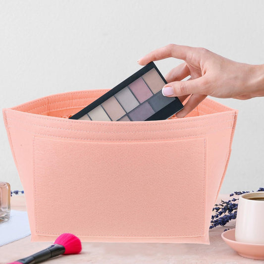 Felt inner bag, inner bag, felt storage and organizing bag, large capacity felt dumpling shaped makeup bag（pink） Kemu |Fashion Home Kitchen Beauty
