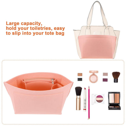 Felt inner bag, inner bag, felt storage and organizing bag, large capacity felt dumpling shaped makeup bag（pink）