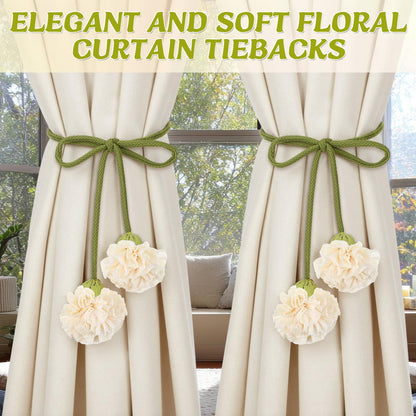 4 Pack Boho Handmade Flower Curtain Tiebacks Curtain Holdbacks - No Drill Rope Curtain Holder, Drapery Holdback Decorative Pull Backs for Nursery & Bedroom Decor (2, Lily of The Valley) Kemu |Fashion Home Kitchen Beauty