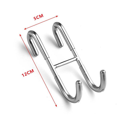 Over Shower Glass Door Hook, 2 Pack Silver 304 Stainless Steel Extended Shower Door Hooks, Bathroom Frameless Drilling-Free Hanger, Double Side Towel Hooks, for Bathing Suits,