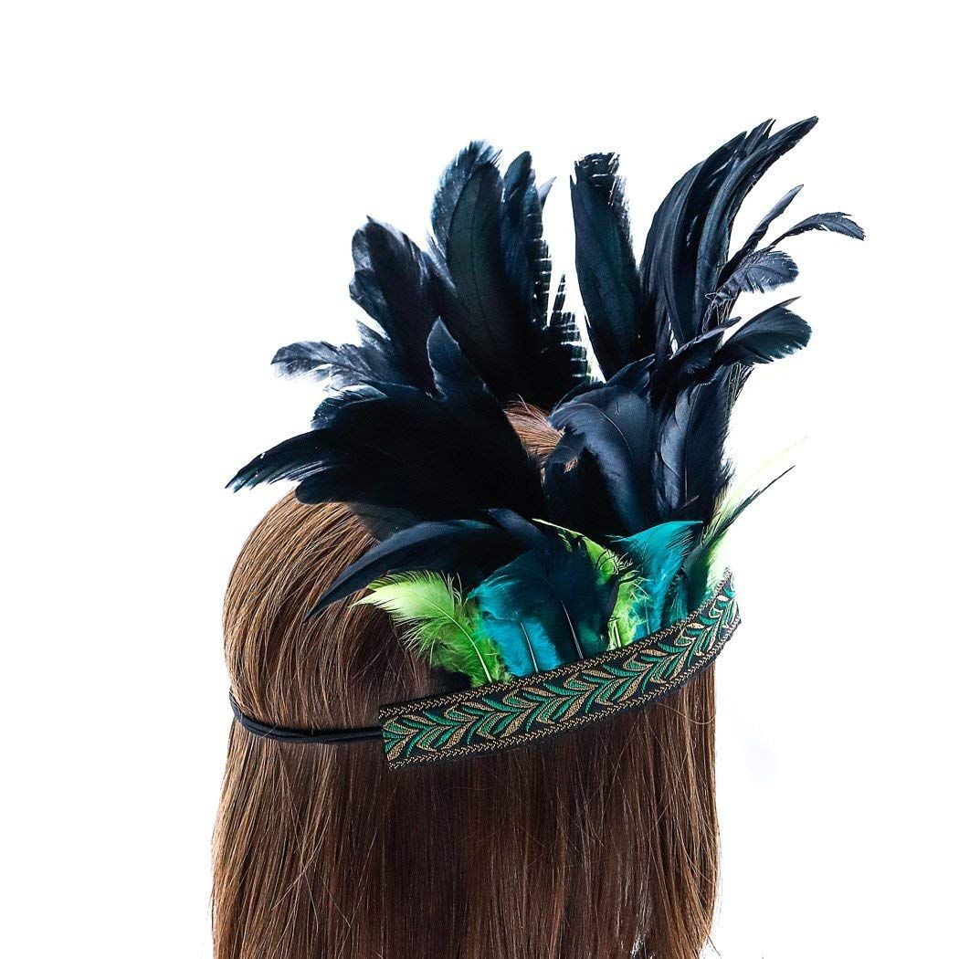 Peacock Feather Fascinator Decorative Feather Headpiece Crown Headdress Costume Halloween Headband for Party（adult version） Kemu |Fashion Home Kitchen Beauty