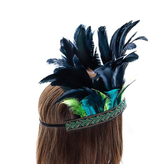 Peacock Feather Fascinator Decorative Feather Headpiece Crown Headdress Costume Halloween Headband for Party（adult version） Kemu |Fashion Home Kitchen Beauty