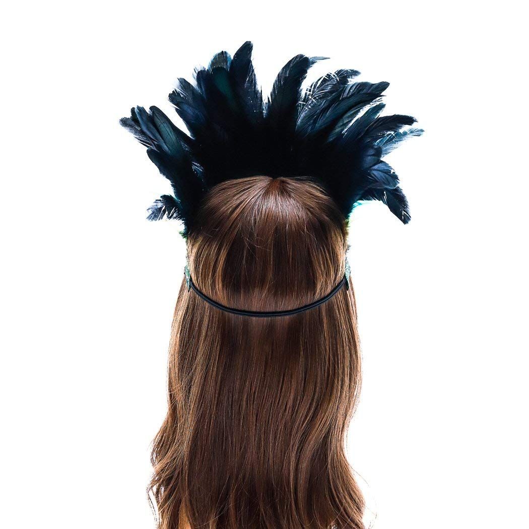 Peacock Feather Fascinator Decorative Feather Headpiece Crown Headdress Costume Halloween Headband for Party（adult version） Kemu |Fashion Home Kitchen Beauty