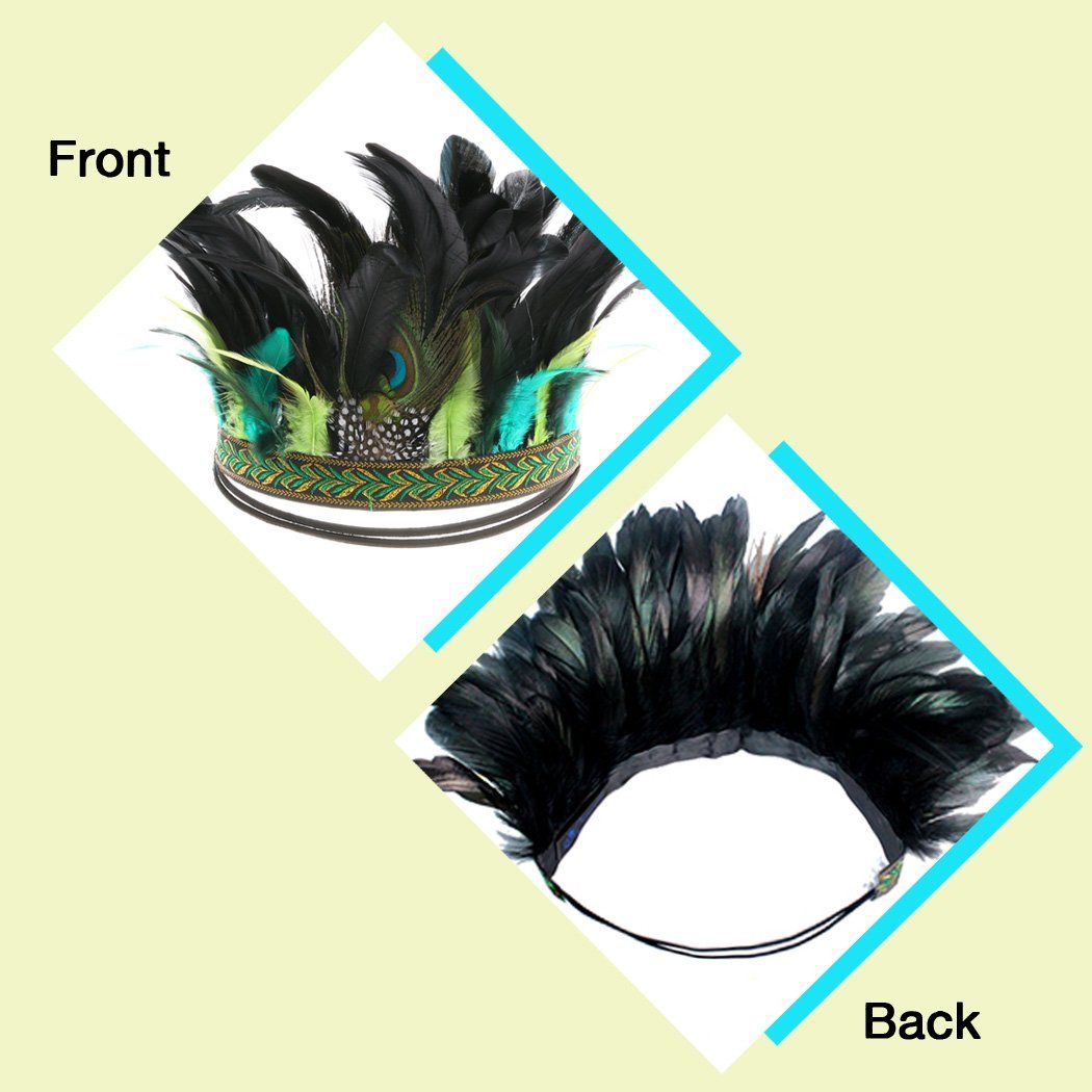 Peacock Feather Fascinator Decorative Feather Headpiece Crown Headdress Costume Halloween Headband for Party（adult version） Kemu |Fashion Home Kitchen Beauty