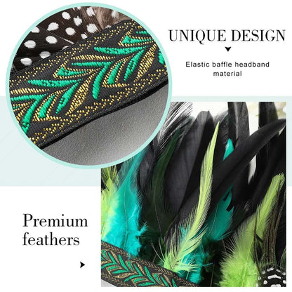 Peacock Feather Fascinator Decorative Feather Headpiece Crown Headdress Costume Halloween Headband for Party（adult version） Kemu |Fashion Home Kitchen Beauty