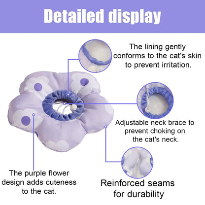 Cat Cone Collar,Cute Waterproof Cat Recovery Collar,Anti-Bite Lick Wound Healing Safety Elizabethan e Collar for Cats,Purple Flower All-Season Style(S) Kemu |Fashion Home Kitchen Beauty