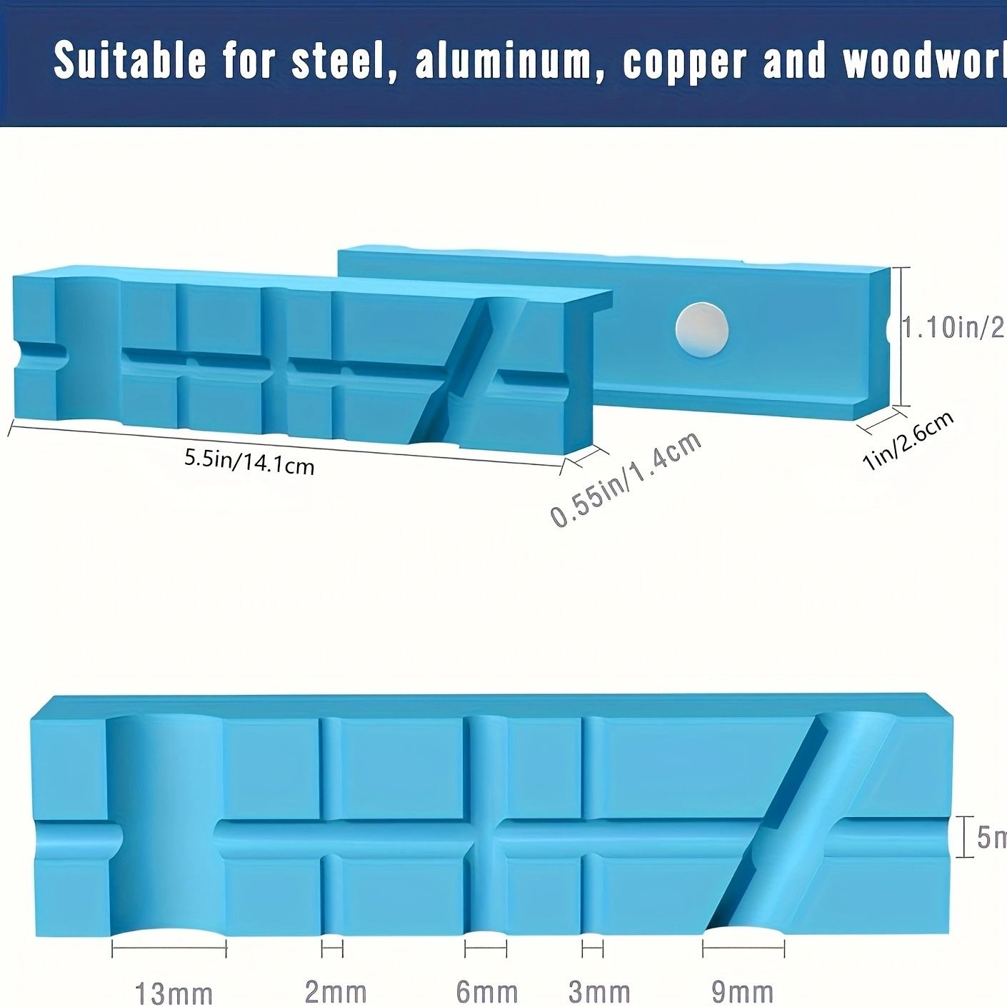 5.5"  Jaws, Magnetic Universal  Soft Jaws Pads, with Multiple Angle Grooves Design, Multipurpose - Use on any Metal Vise, Used for woodworking, golf, jewelry making, piping (1 pair) Kemu |Fashion Home Kitchen Beauty