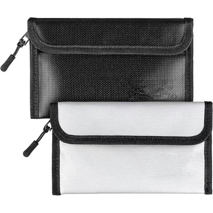 Fireproof Bag (8 x 5 inches) 5200℉ Heat Insulated, Fireproof Money Bag with Zipper for Cash (2-Pack  Black, white)