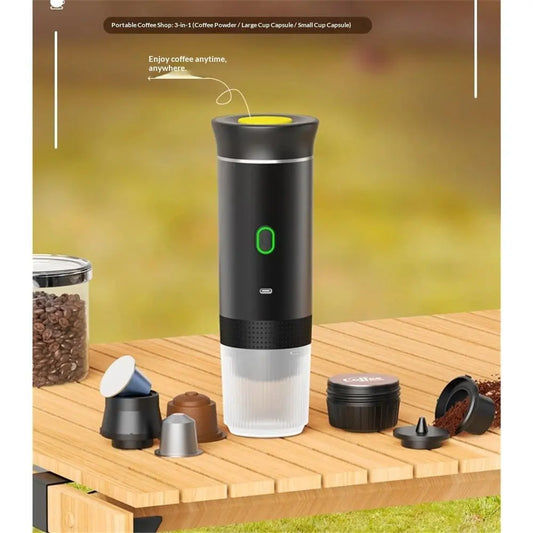 Portable Coffee Maker, Espresso Machine for camping, Travel Coffee Maker with USB-C, 3-in-1 Small Espresso Machine with Ground Coffee & Capsules for RV, Hiking, Office（black） Kemu |Fashion Home Kitchen Beauty