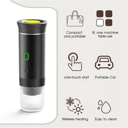 Portable Coffee Maker, Espresso Machine for camping, Travel Coffee Maker with USB-C, 3-in-1 Small Espresso Machine with Ground Coffee & Capsules for RV, Hiking, Office（black）