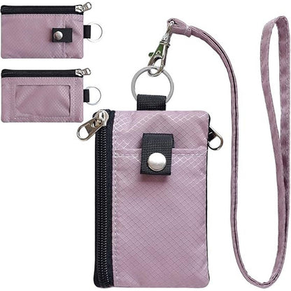 Minimalist  Blocking Small Wallet with ID Window,WaterResistant Zip Id Case Wallet with Lanyard Keychain for Cards,Cash,Travel,Women,Men（dusty pink） Kemu |Fashion Home Kitchen Beauty