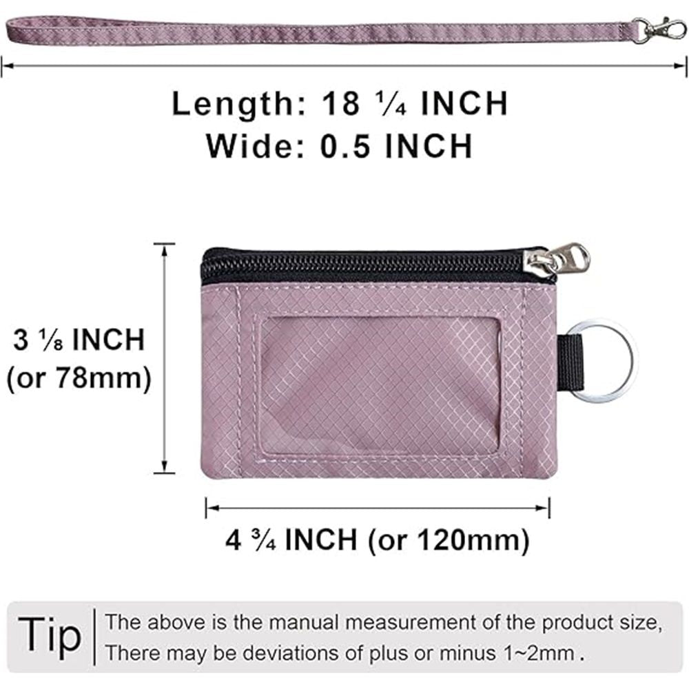 Minimalist  Blocking Small Wallet with ID Window,WaterResistant Zip Id Case Wallet with Lanyard Keychain for Cards,Cash,Travel,Women,Men（dusty pink） Kemu |Fashion Home Kitchen Beauty
