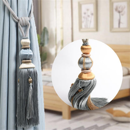Paired Lantern Single Hanging Ball Tassels Curtains Buckle Sling Binding Lantern Tiebacks Handcrafted Braided Buckle Drapery Curtain Holdbacks Window Treatments for Home 2 Pack (Light Blue) Kemu |Fashion Home Kitchen Beauty