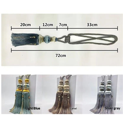Paired Lantern Single Hanging Ball Tassels Curtains Buckle Sling Binding Lantern Tiebacks Handcrafted Braided Buckle Drapery Curtain Holdbacks Window Treatments for Home 2 Pack (Light Blue) Kemu |Fashion Home Kitchen Beauty