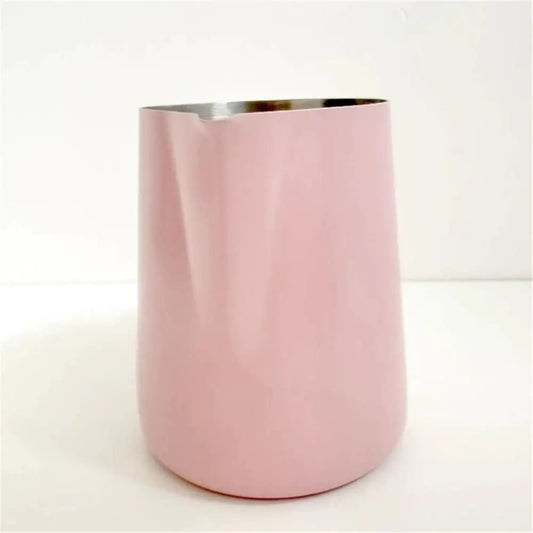 Milk Frothing Pitcher, 450ML Stainless Steel Espresso Steaming Pitcher, Milk Coffee Frothing Cup Milk Foam Maker for Cappuccino Latte, Pink Kemu |Fashion Home Kitchen Beauty