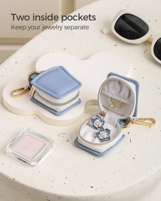 2pcs Ring holder Keychain for jewelry,Portable Mini Gym Travel Jewelry Case for Earrings, Rings, Necklaces Man and Women (Blue) Kemu |Fashion Home Kitchen Beauty