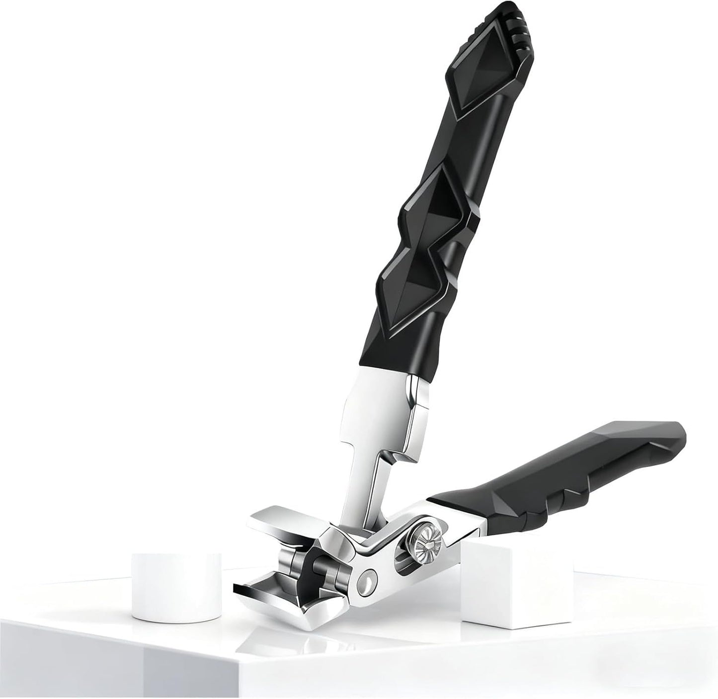Black Long Handle Non-Slip Toenail Clippers for Seniors Thick Toenails, Heavy Duty Large Ergonomic Unique Professional Angled Head Curve Sharp Toe Finger Nail Clipper , 2 PCS
