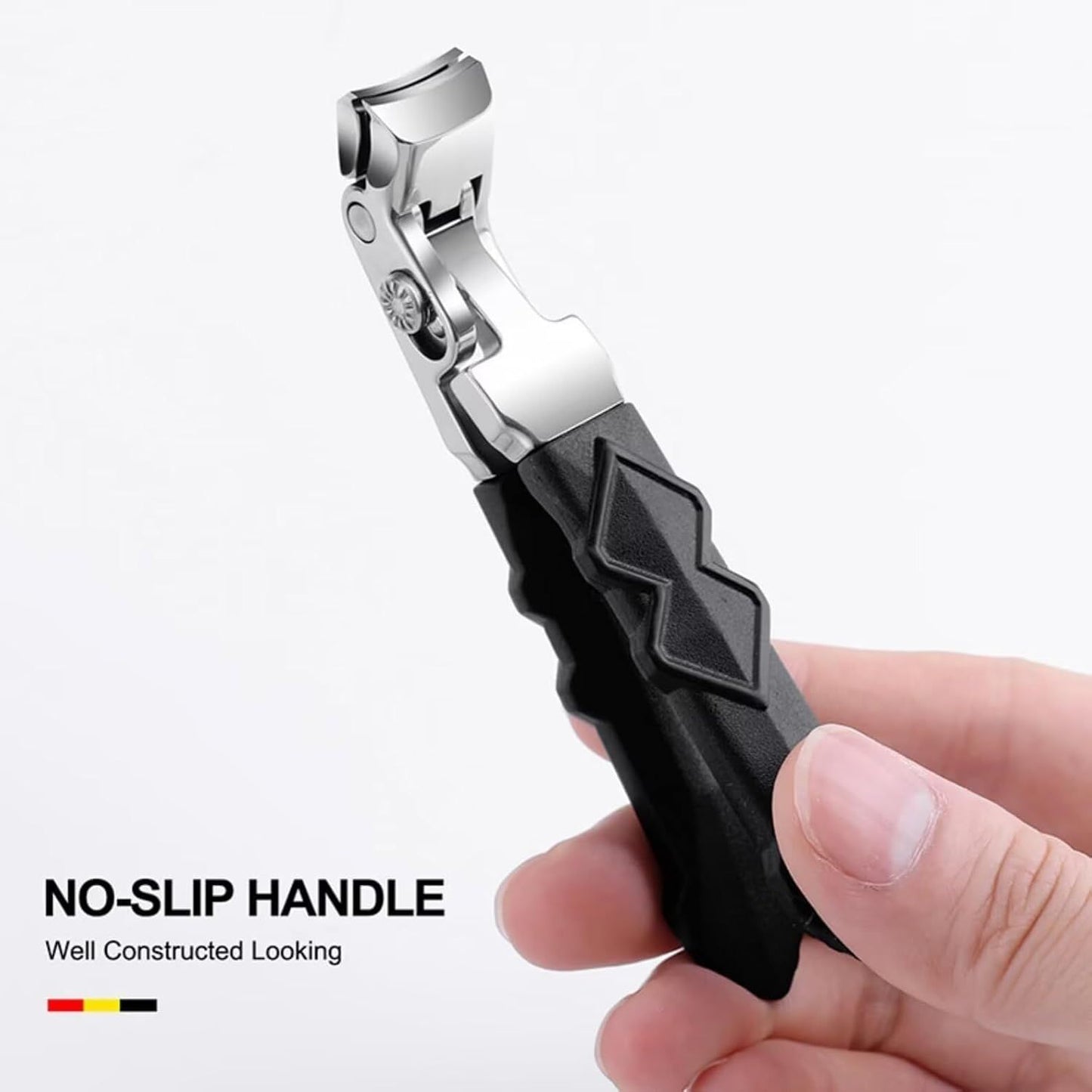 Black Long Handle Non-Slip Toenail Clippers for Seniors Thick Toenails, Heavy Duty Large Ergonomic Unique Professional Angled Head Curve Sharp Toe Finger Nail Clipper , 2 PCS