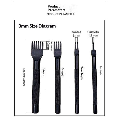 3mm Leather Craft Tools Set 1/2/4/6Prong DIY Diamond Stitching Leather Punch, Tapered Punch with Inner Teeth Polishing for Smooth Labor-Saving Operation Kemu |Fashion Home Kitchen Beauty