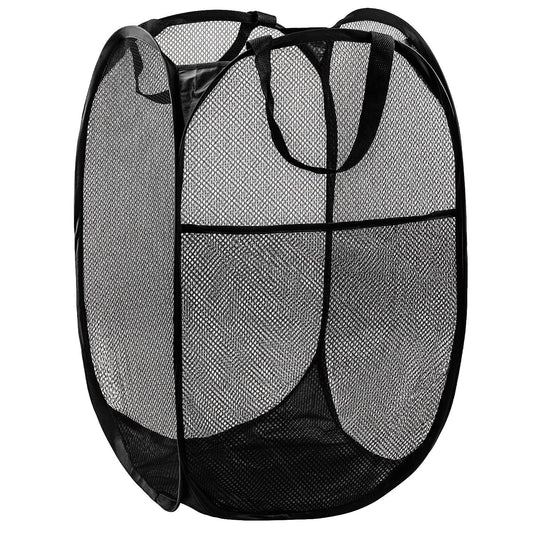 Popup Mesh Laundry Basket, Collapsible and Portable Clothes Washing Laundry Hamper with Reinforced Carry Handle (Black 2pcs) Kemu |Fashion Home Kitchen Beauty