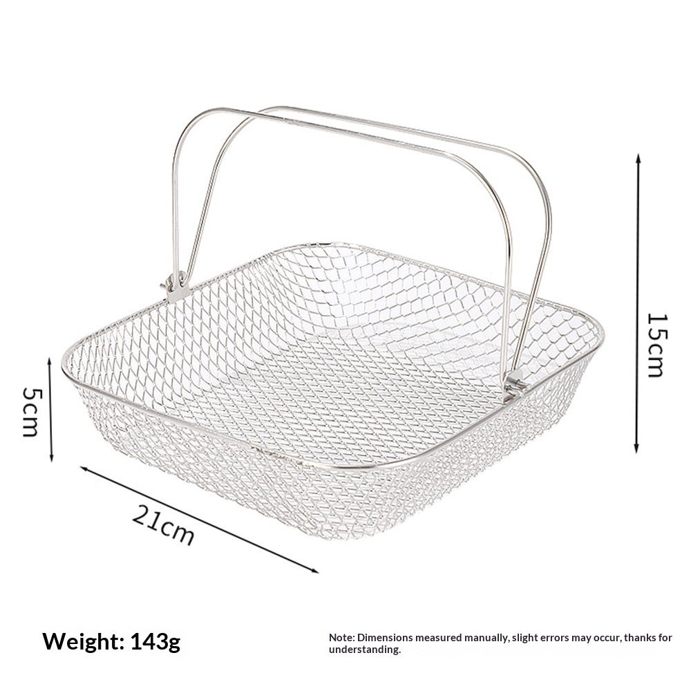 Square Air Fryer Basket Air Fryer Accessories, 304 Stainless Steel Mesh Basket with Handle Replacement Accessory