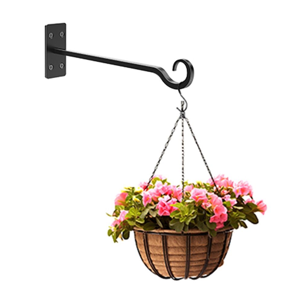 Heavy Duty Plant Hangers Outdoor- Hand-Forged Hanging Plant Brackets - 2 Pack 12 Inch Black Wrought Iron Wall Plant Hooks for Hanging Plants, Lanterns, Bird Feeders