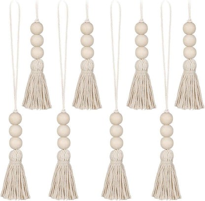 Wood Bead Garland,Farmhouse Tassels Beads, Rustic Country Decor Prayer Beads for Home Door Knob Christmas Decoration (8pack) Kemu |Fashion Home Kitchen Beauty
