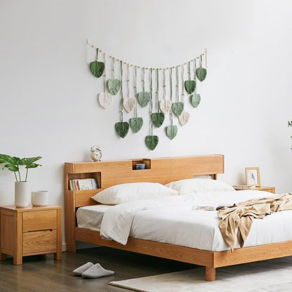Wall Hanging Tapestry Boho Chic Home Decor Woven Green Leaf Large Tapestry Wall Art Decor Handmade Feather for Bedroom Living Room Apartment Hanging Decorations Green Kemu |Fashion Home Kitchen Beauty