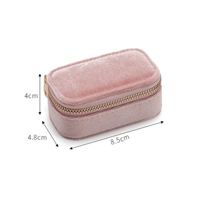 Mini Jewelry Travel Case, Velvet Small Travel Jewelry Box, Portable Jewelry Travel Organizer Box for Rings Earrings Necklaces （Pink）