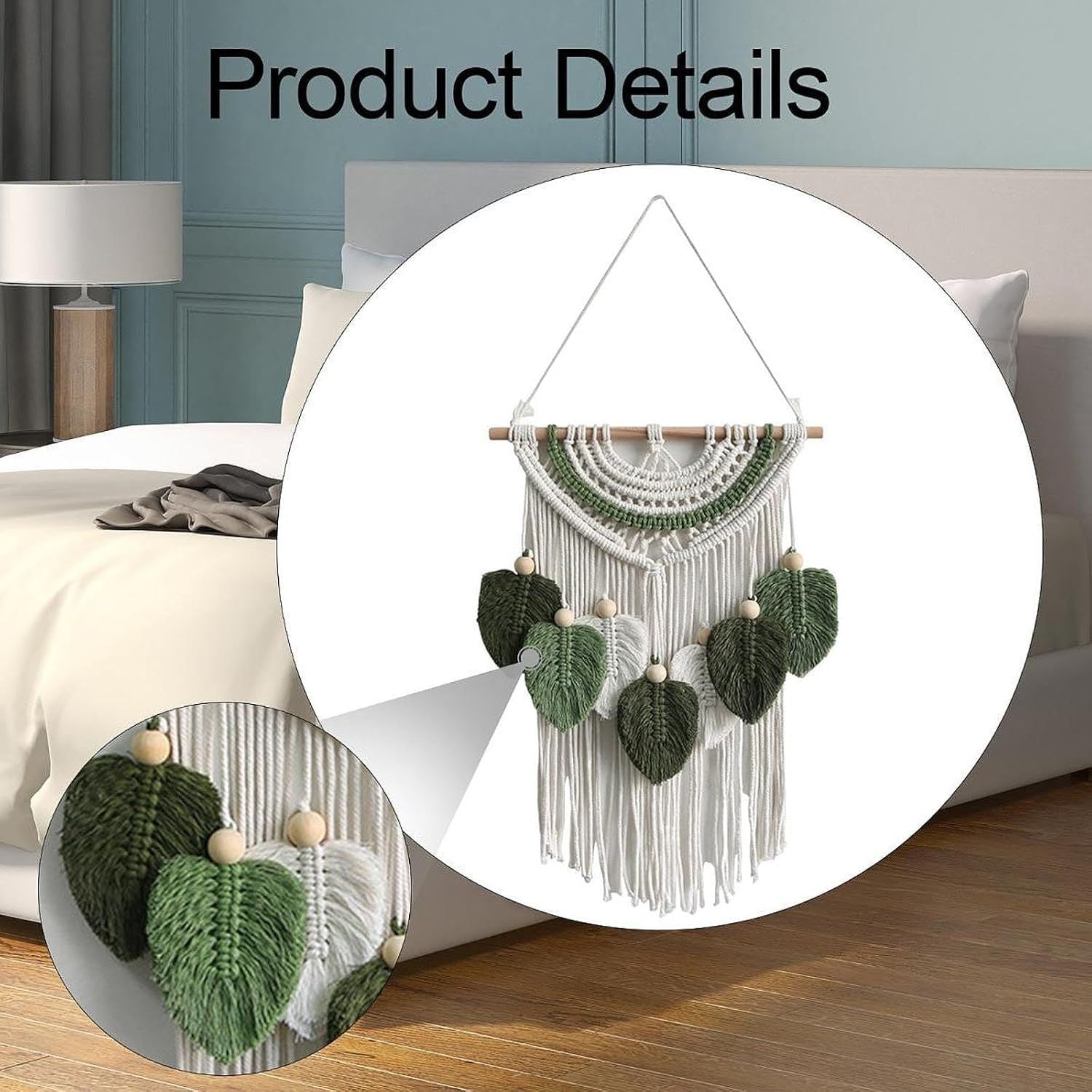 Leaves Woven Tapestry Leaf Tassel Boho Craft Chic Backdrop Macrame Wall Hanging Home Decoration for Home Dorm Wedding Bedroom Kemu |Fashion Home Kitchen Beauty