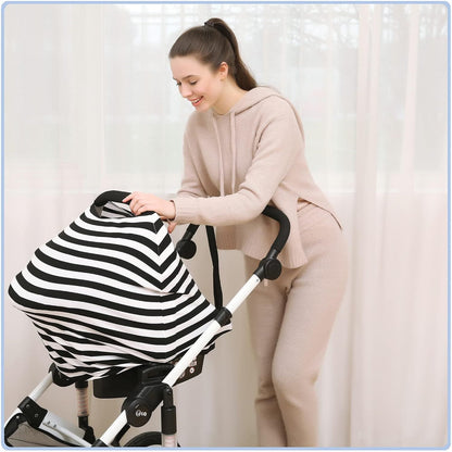 Car Seat Covers, Nursing Cover, and Stroller Cover for Sun - Stretchy Fabric, All-Season Use, Stylish Designs, Easy Access for Moms - Classic（black and white stripes） Kemu |Fashion Home Kitchen Beauty