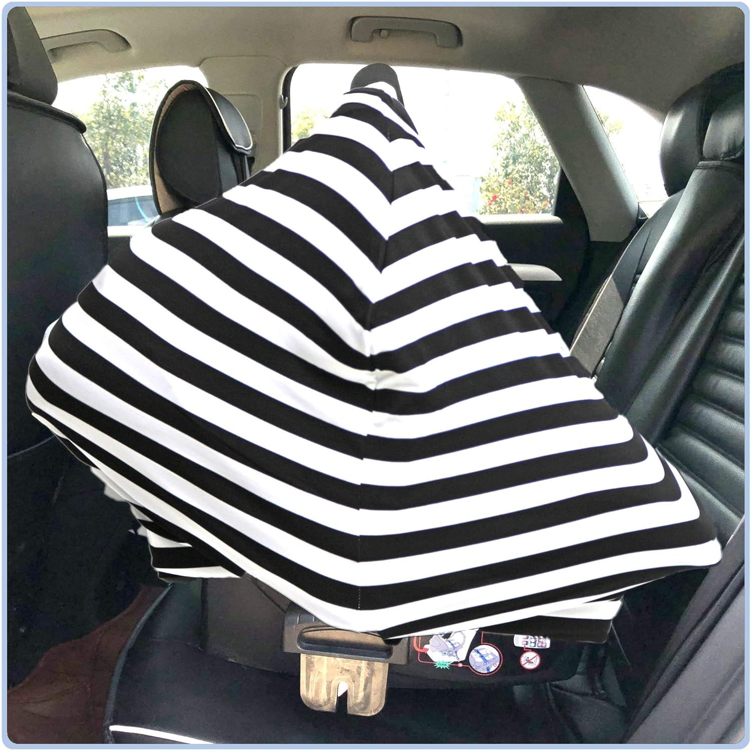 Car Seat Covers, Nursing Cover, and Stroller Cover for Sun - Stretchy Fabric, All-Season Use, Stylish Designs, Easy Access for Moms - Classic（black and white stripes） Kemu |Fashion Home Kitchen Beauty