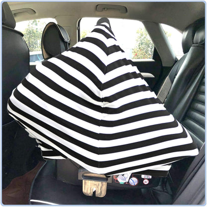 Car Seat Covers, Nursing Cover, and Stroller Cover for Sun - Stretchy Fabric, All-Season Use, Stylish Designs, Easy Access for Moms - Classic（black and white stripes） Kemu |Fashion Home Kitchen Beauty