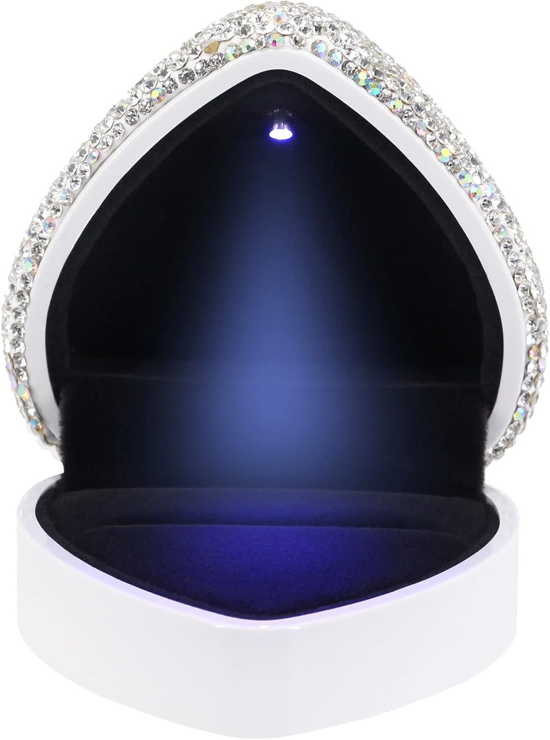 Heart Shaped Ring Box with LED Light Velvet Earrings Coin Jewelry Box Display Case Gift Box for Proposal Engagement Wedding Anniversary Valentines（white） Kemu |Fashion Home Kitchen Beauty