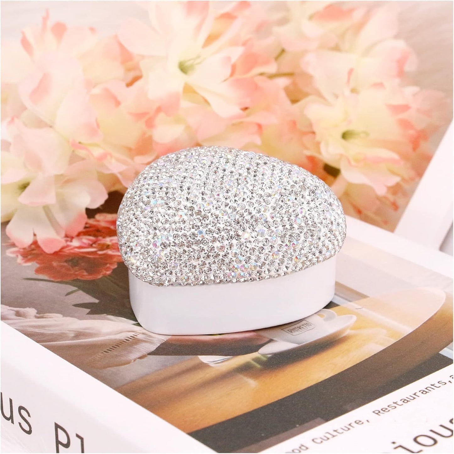 Heart Shaped Ring Box with LED Light Velvet Earrings Coin Jewelry Box Display Case Gift Box for Proposal Engagement Wedding Anniversary Valentines（white） Kemu |Fashion Home Kitchen Beauty