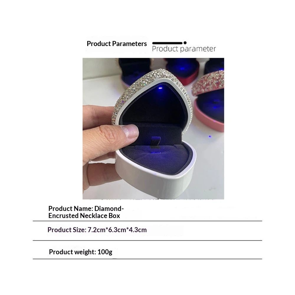 Heart Shaped Ring Box with LED Light Velvet Earrings Coin Jewelry Box Display Case Gift Box for Proposal Engagement Wedding Anniversary Valentines（white） Kemu |Fashion Home Kitchen Beauty