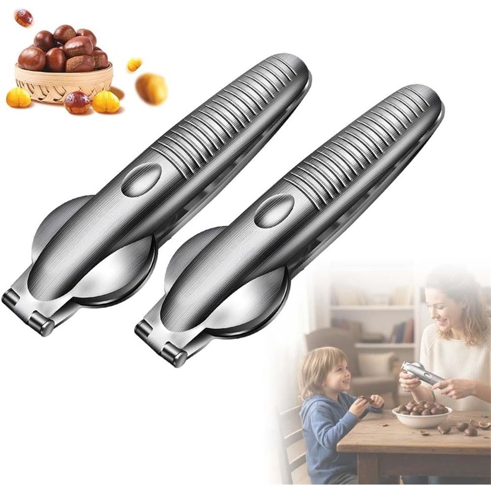 Chestnut Open Clip, Stainless Steel Chestnut Cutter Tool, Kitchen Peeler Clip for Chestnuts, Nut Opener Nut Knife for Pecan Cracker (Silver/2pcs) Kemu |Fashion Home Kitchen Beauty