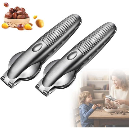 Chestnut Open Clip, Stainless Steel Chestnut Cutter Tool, Kitchen Peeler Clip for Chestnuts, Nut Opener Nut Knife for Pecan Cracker (Silver/2pcs) Kemu |Fashion Home Kitchen Beauty
