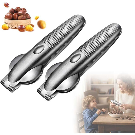 Chestnut Open Clip, Stainless Steel Chestnut Cutter Tool, Kitchen Peeler Clip for Chestnuts, Nut Opener Nut Knife for Pecan Cracker (Silver/2pcs) Kemu |Fashion Home Kitchen Beauty