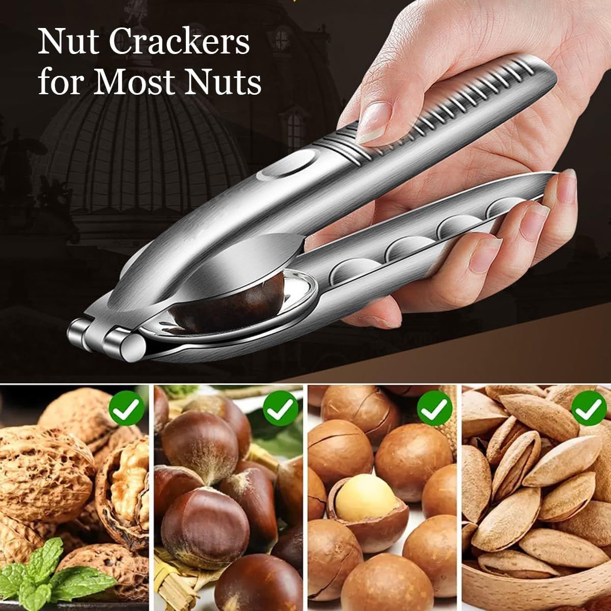 Chestnut Open Clip, Stainless Steel Chestnut Cutter Tool, Kitchen Peeler Clip for Chestnuts, Nut Opener Nut Knife for Pecan Cracker (Silver/2pcs) Kemu |Fashion Home Kitchen Beauty