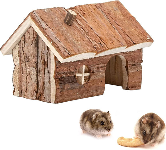 Hamster Wooden Hideout House Natural Pet Rats Climbing Play Hut Hideaway Room for Dwarf Hamster, Mouse, Rat,Gerbil and Other Pet Small Animals（15*11*12cm） Kemu |Fashion Home Kitchen Beauty