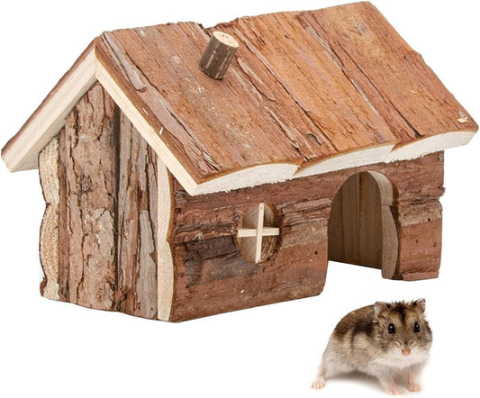 Hamster Wooden Hideout House Natural Pet Rats Climbing Play Hut Hideaway Room for Dwarf Hamster, Mouse, Rat,Gerbil and Other Pet Small Animals（15*11*12cm） Kemu |Fashion Home Kitchen Beauty