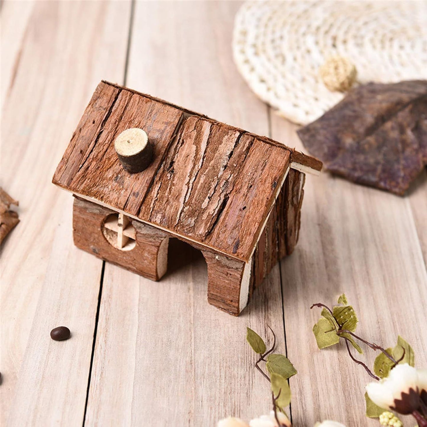 Hamster Wooden Hideout House Natural Pet Rats Climbing Play Hut Hideaway Room for Dwarf Hamster, Mouse, Rat,Gerbil and Other Pet Small Animals（15*11*12cm） Kemu |Fashion Home Kitchen Beauty