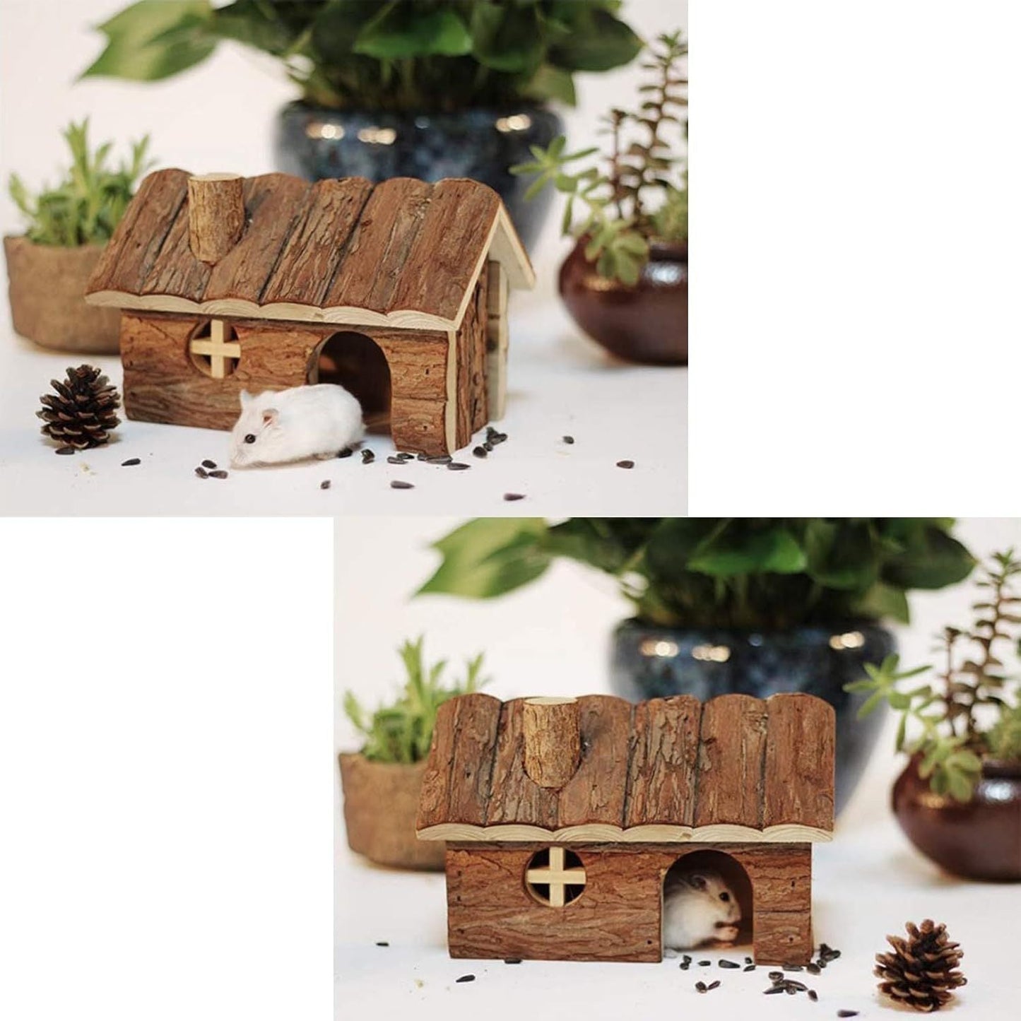 Hamster Wooden Hideout House Natural Pet Rats Climbing Play Hut Hideaway Room for Dwarf Hamster, Mouse, Rat,Gerbil and Other Pet Small Animals（15*11*12cm） Kemu |Fashion Home Kitchen Beauty